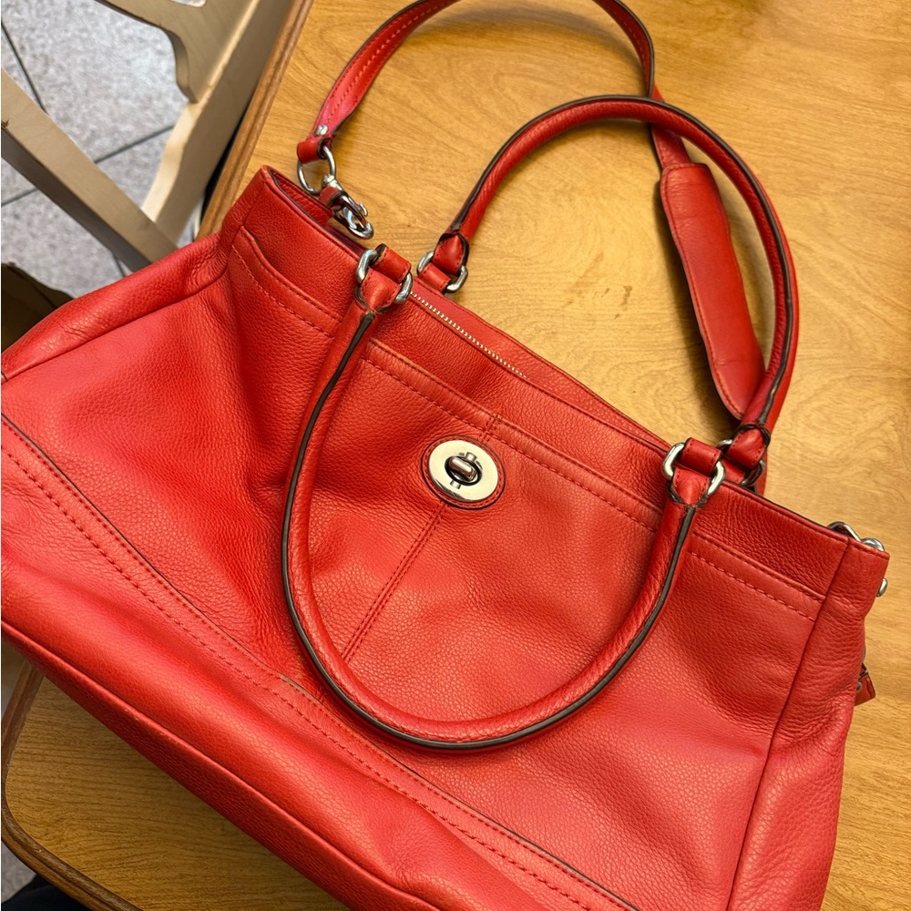 Coach Red Leather Shoulder Bag